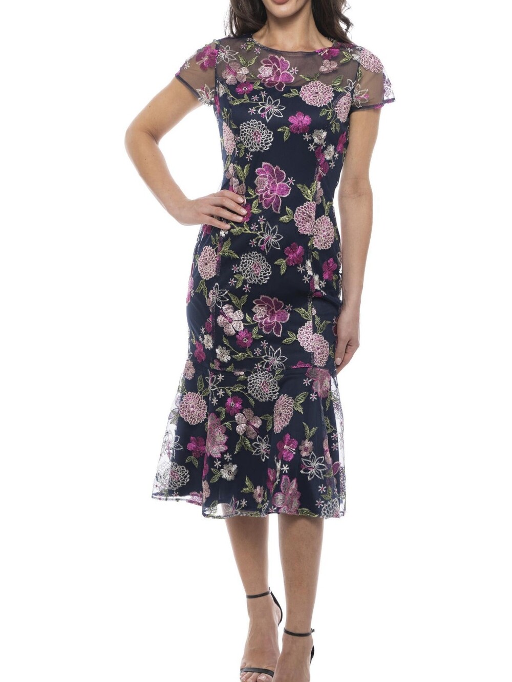 NWT MARINA | $169 Embroidered Flutter Sleeve Midi Dress